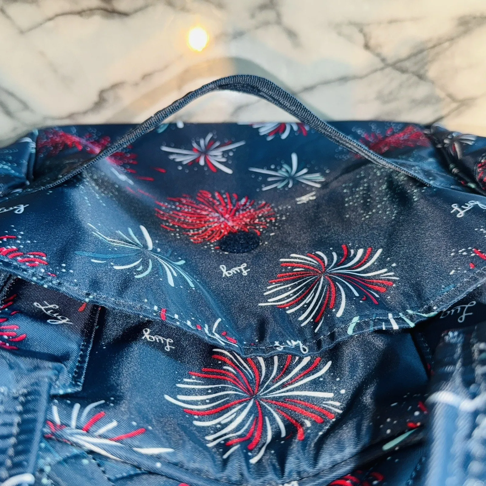 Lug Life Mini Puddle Jumper Tote Bag Crossbody Blue Fireworks Patriotic CLEAN!! - Image 12