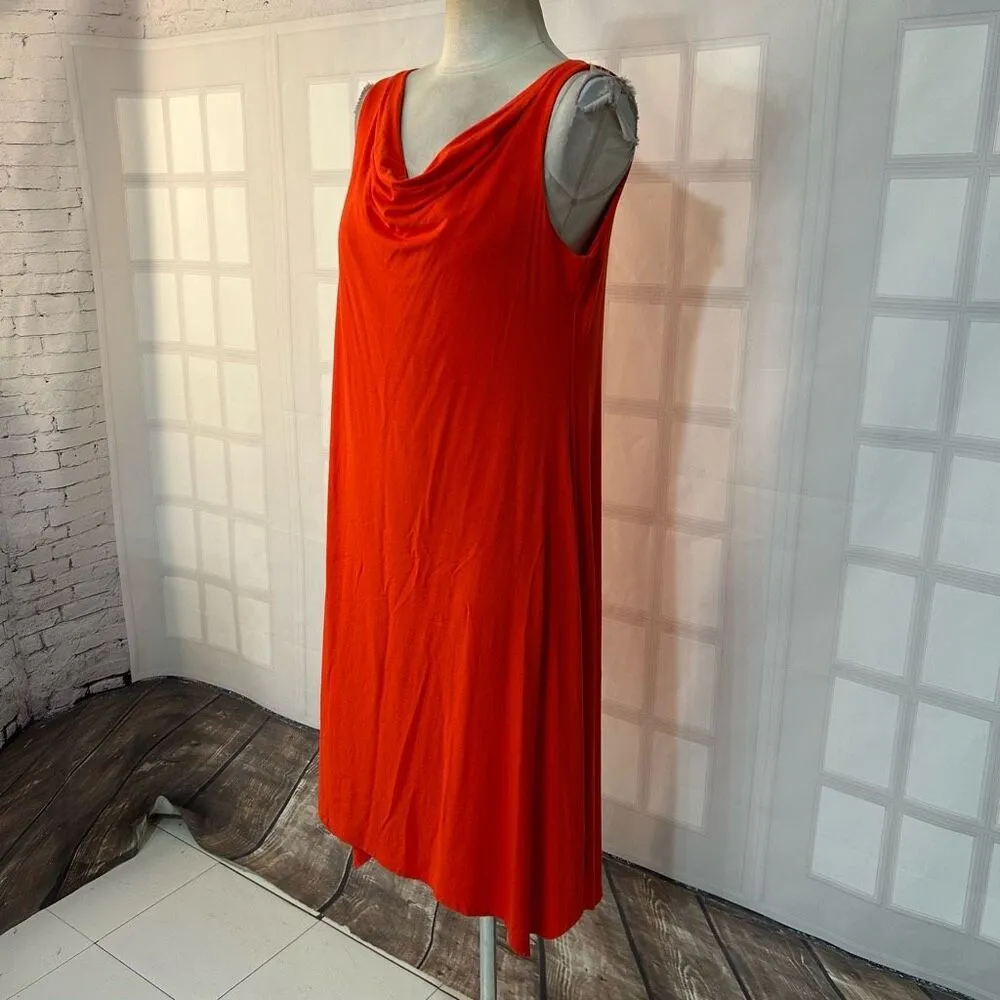 Eileen Fisher Cowl Neck Red sleeveless casual jersey summer Dress Size Small - Image 3