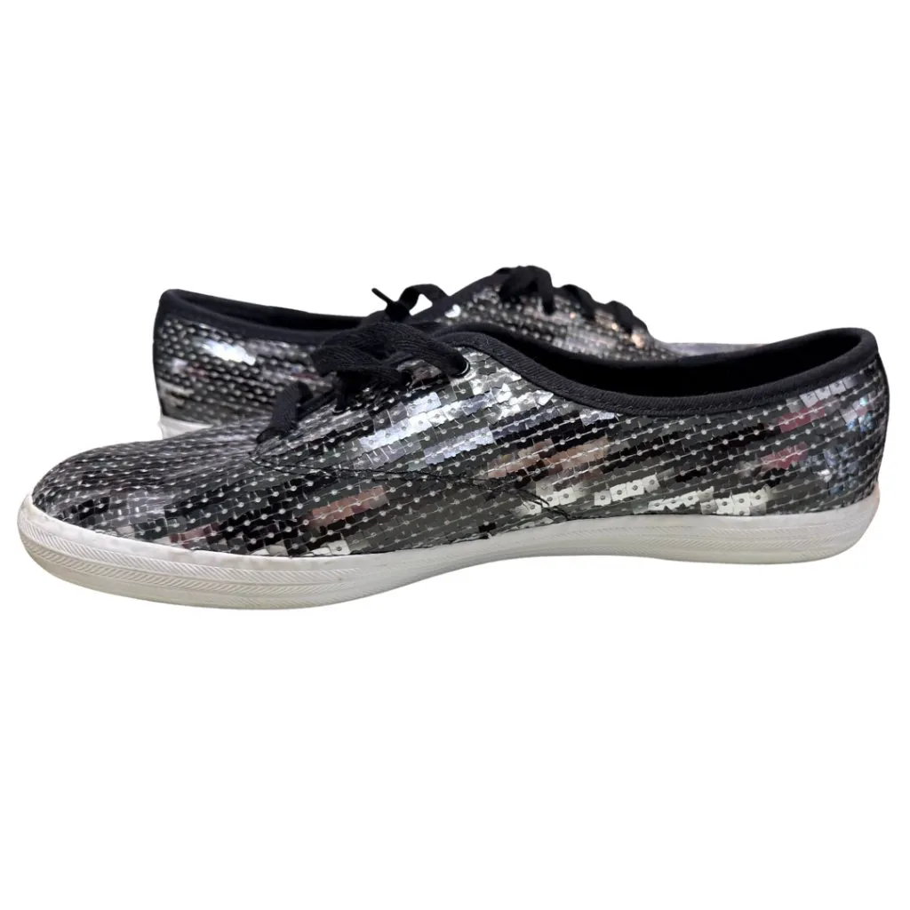 Keds Champion Black Gray Sequin Lace Up Sparkle Sneakers Women's 8.5 - Image 6