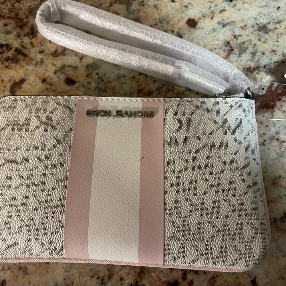 Michael Kors Large Signature Logo Top Zip Wristlet - Image 2