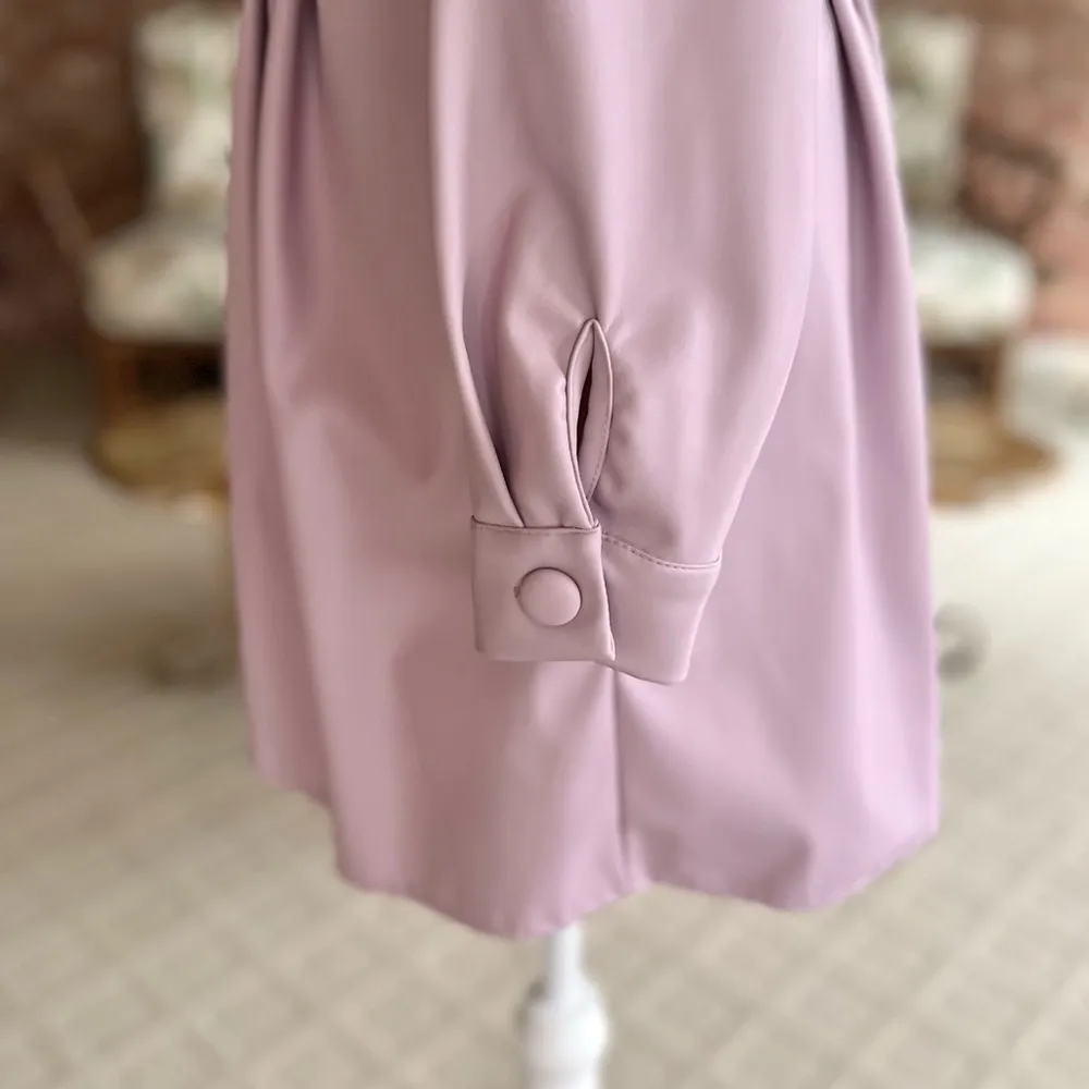 Missguided Dress Faux Leather Skater Dress Lilac Purple NEW 4 Long Sleeve Party - Image 9