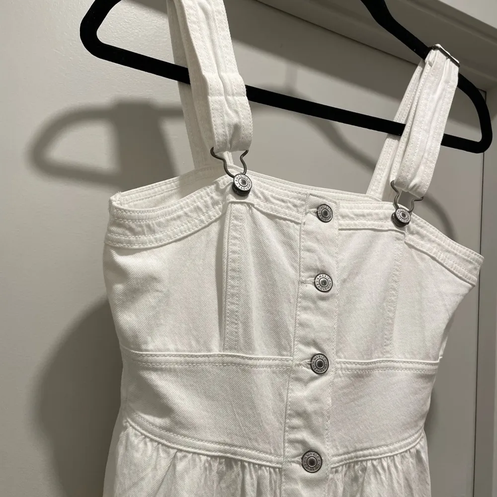 American Eagle AE White Denim Overalls Button-Front Sleeveless Mini Dress - S - Image 11