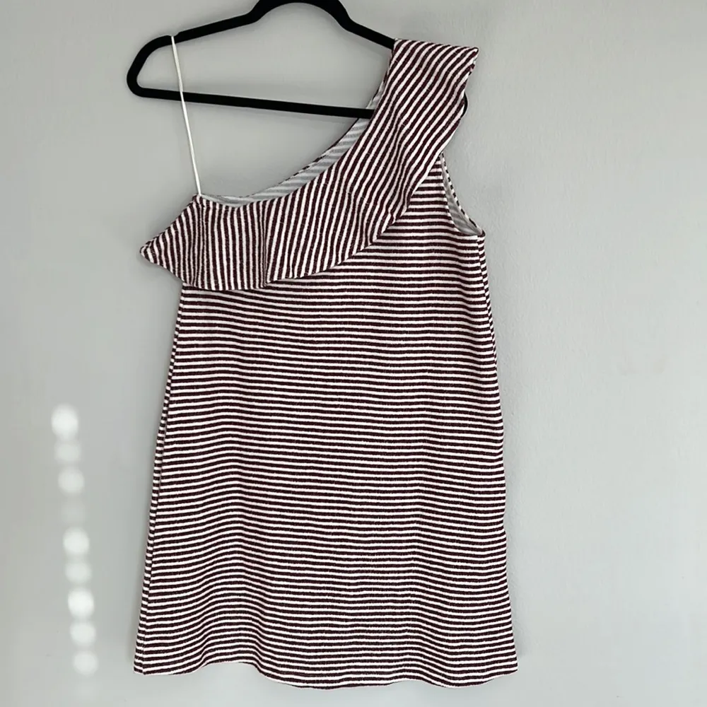 NWT Loft One shoulder Ruffle striped summer dress size small - Image 2