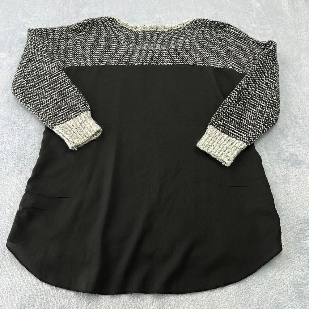 Bke Boutique Black/Gold Womens Small Sweater  3/4 Sleeve Fisherman Knit Pullover - Image 11