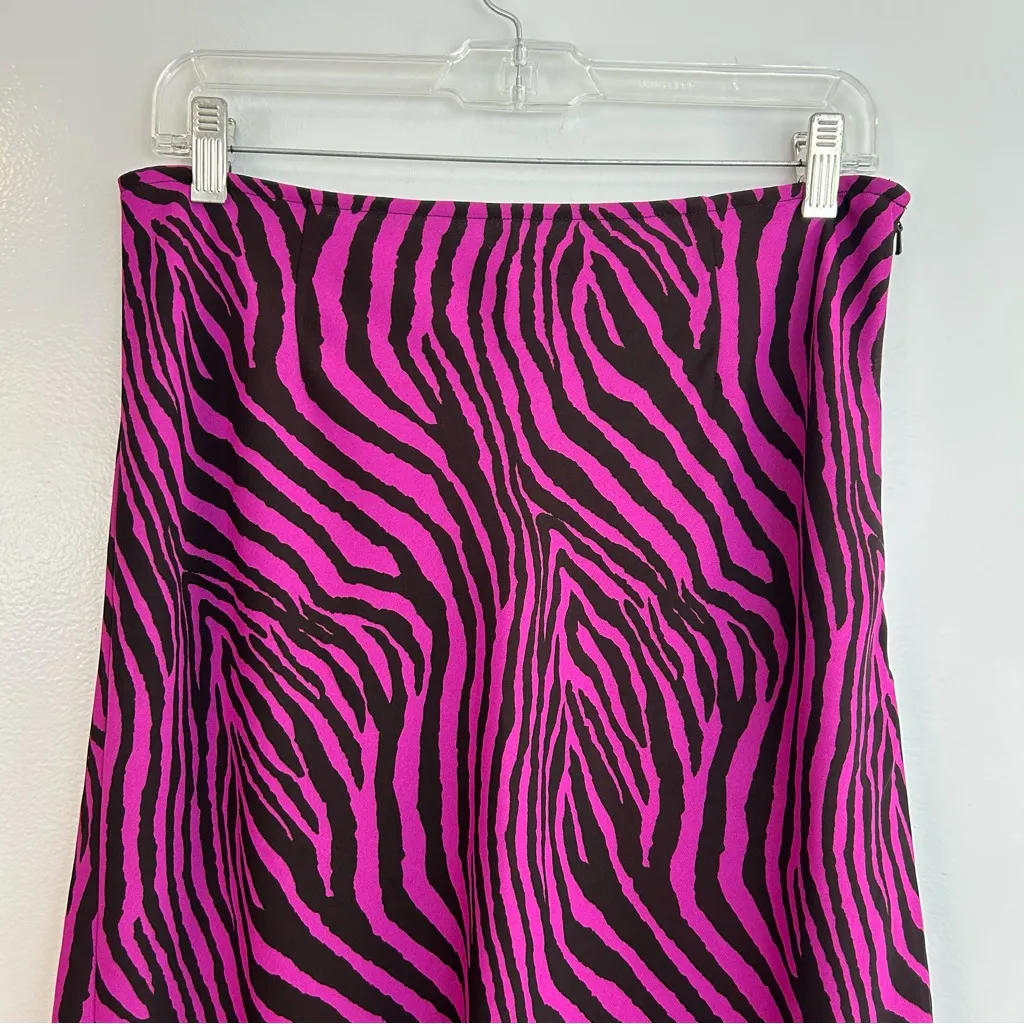 Vintage Express Pink Zebra Flowy Knee-Length Animal Print Skirt Size 9/10 MED - Image 2