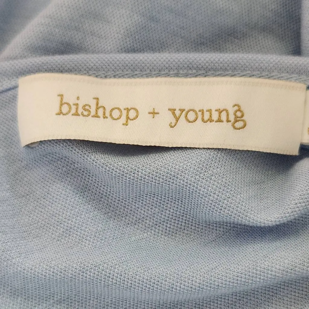 Bishop + Young Light Blue Cropped V-Neck Top with Ruffle Trim Size Large - Image 7