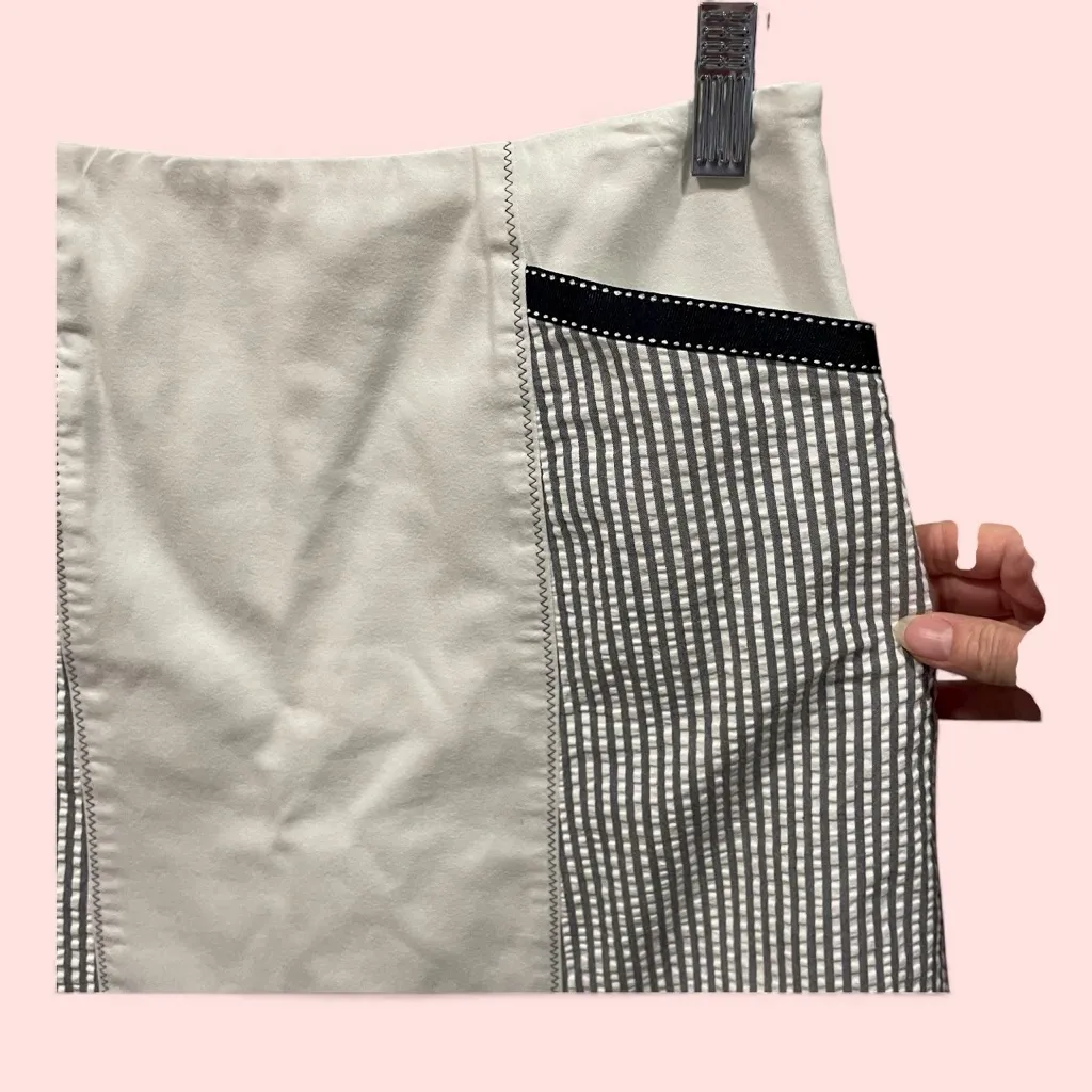 Cute seersucker patch cotton stretch mini skirt pockets Talbots coastal stripe - Image 2