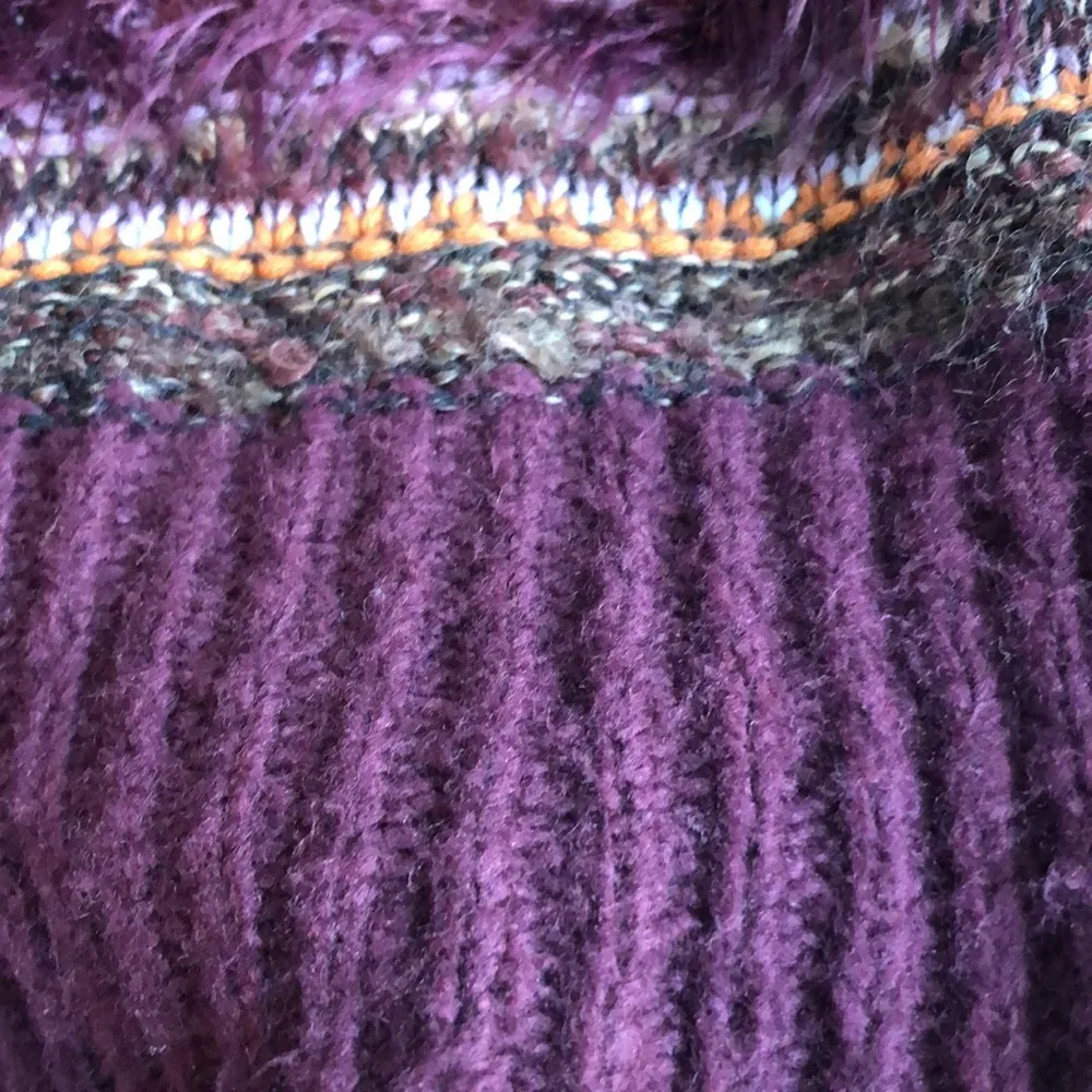 BKE Size Small Crochet Open Front Cardigan Sweater Combination Deep Burg… - Image 9