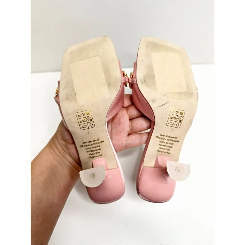 Jeffrey Campbell Sandals Womens Size 5 Pink Satin Chain Slip On Shoes Barbiecore - Image 11