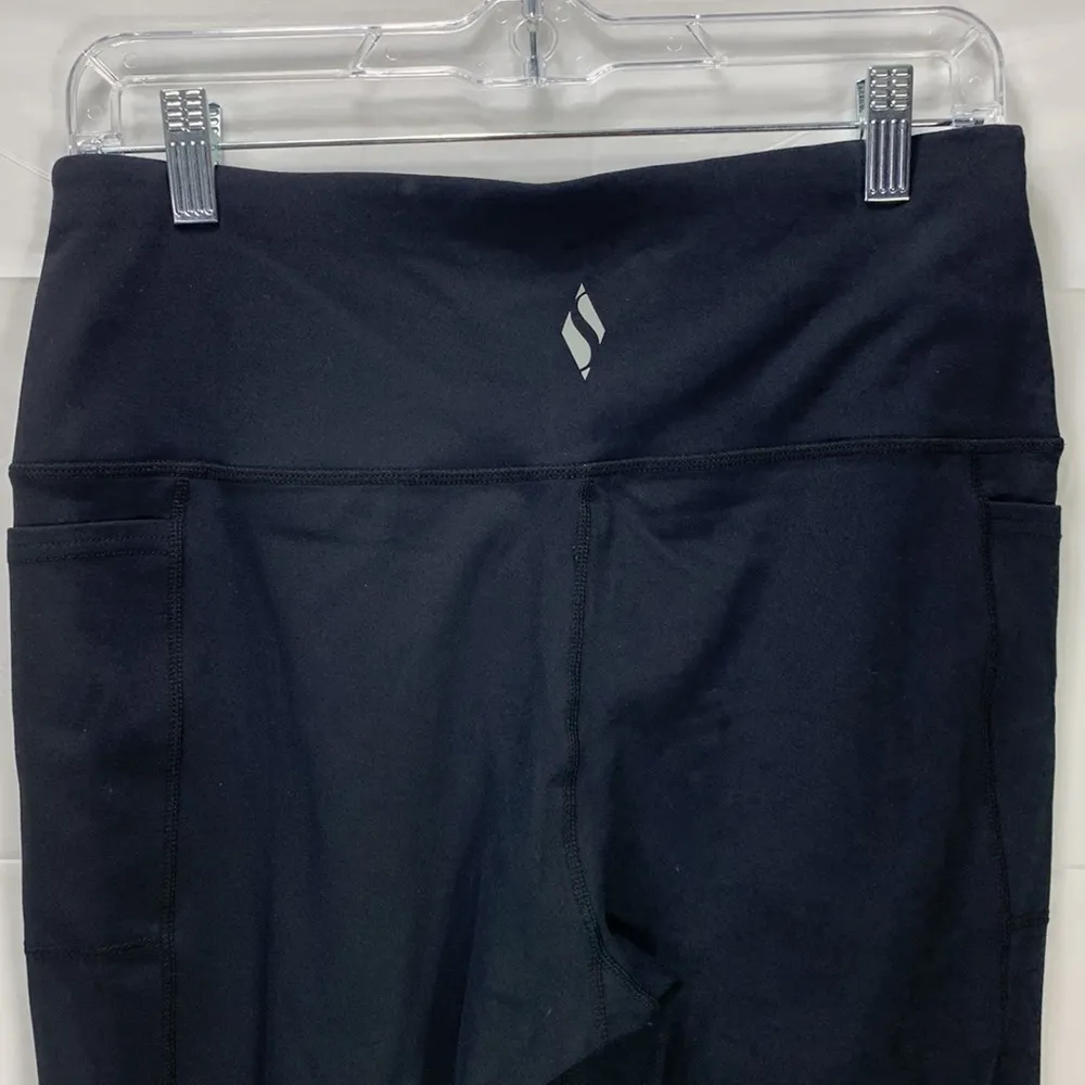 Go Flex Black High Waisted Mid Calf Crop Leggings Size L - Image 8
