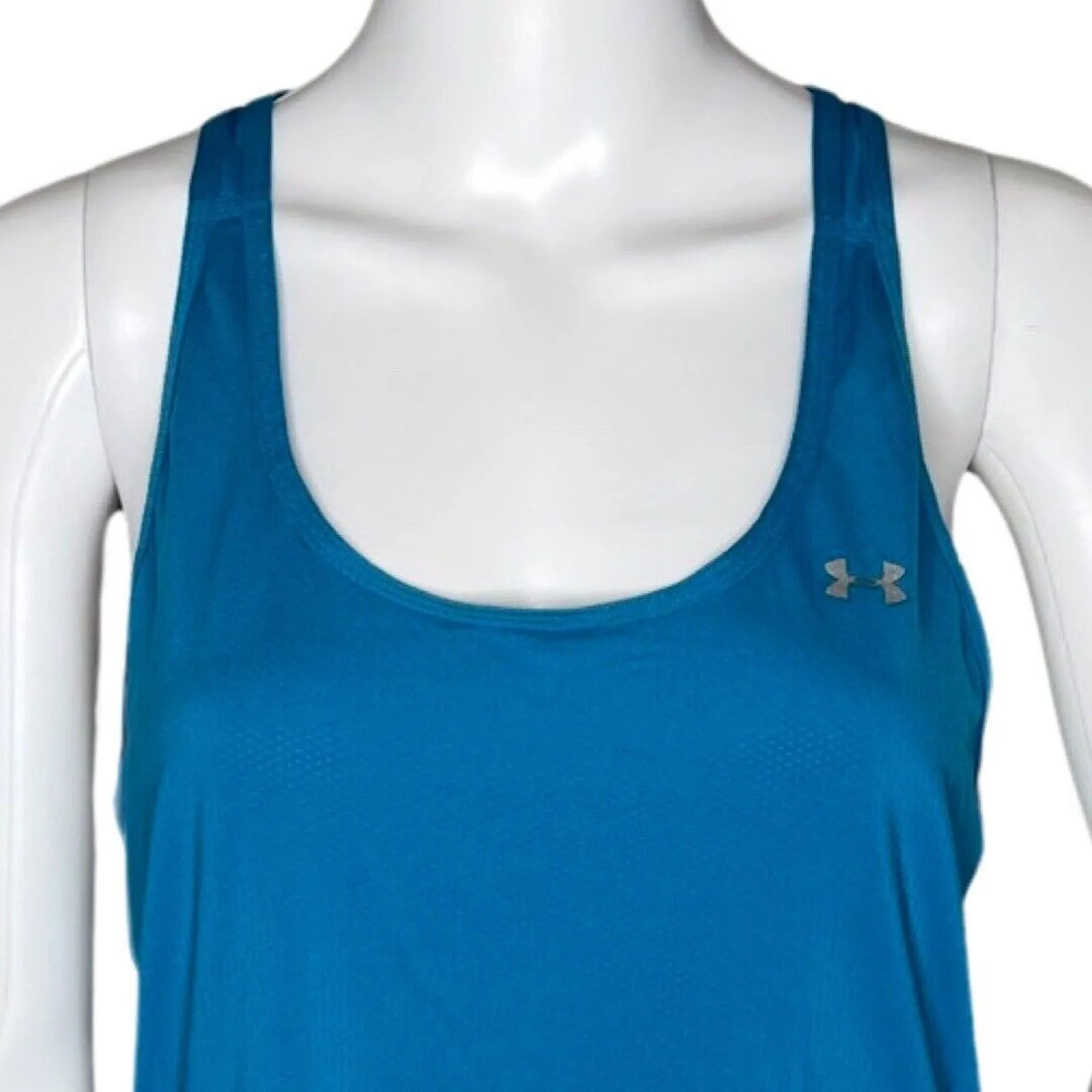 Under Armour Tank Women Medium Blue Racerback Casual Basic‎ Workout Athleisure - Image 5