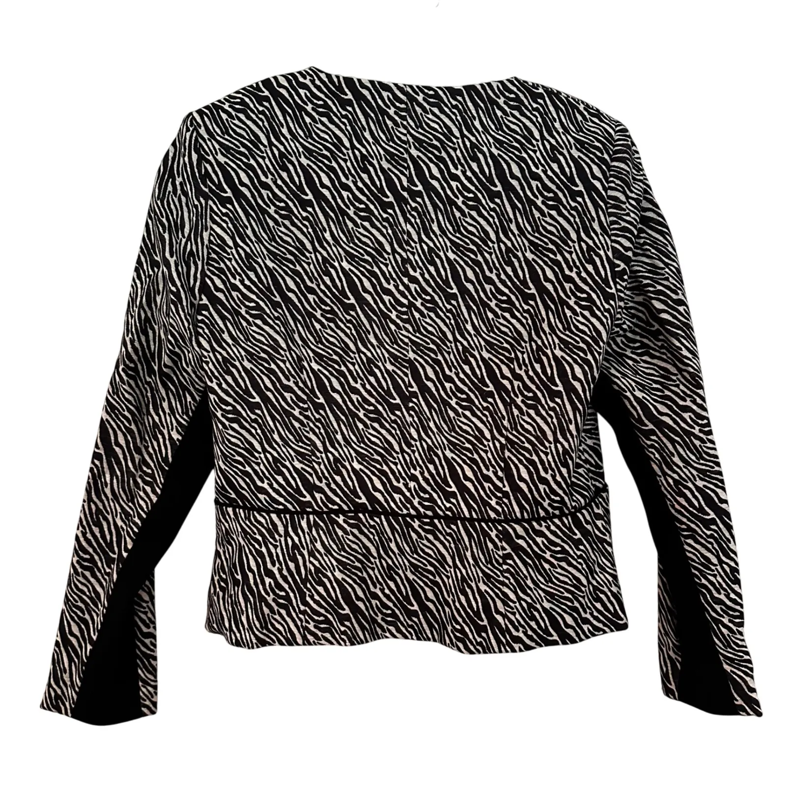 H&M‎ Animal Print Blazer Women's 12 Black White Career Y2K Classic Cropped NWT - Image 5