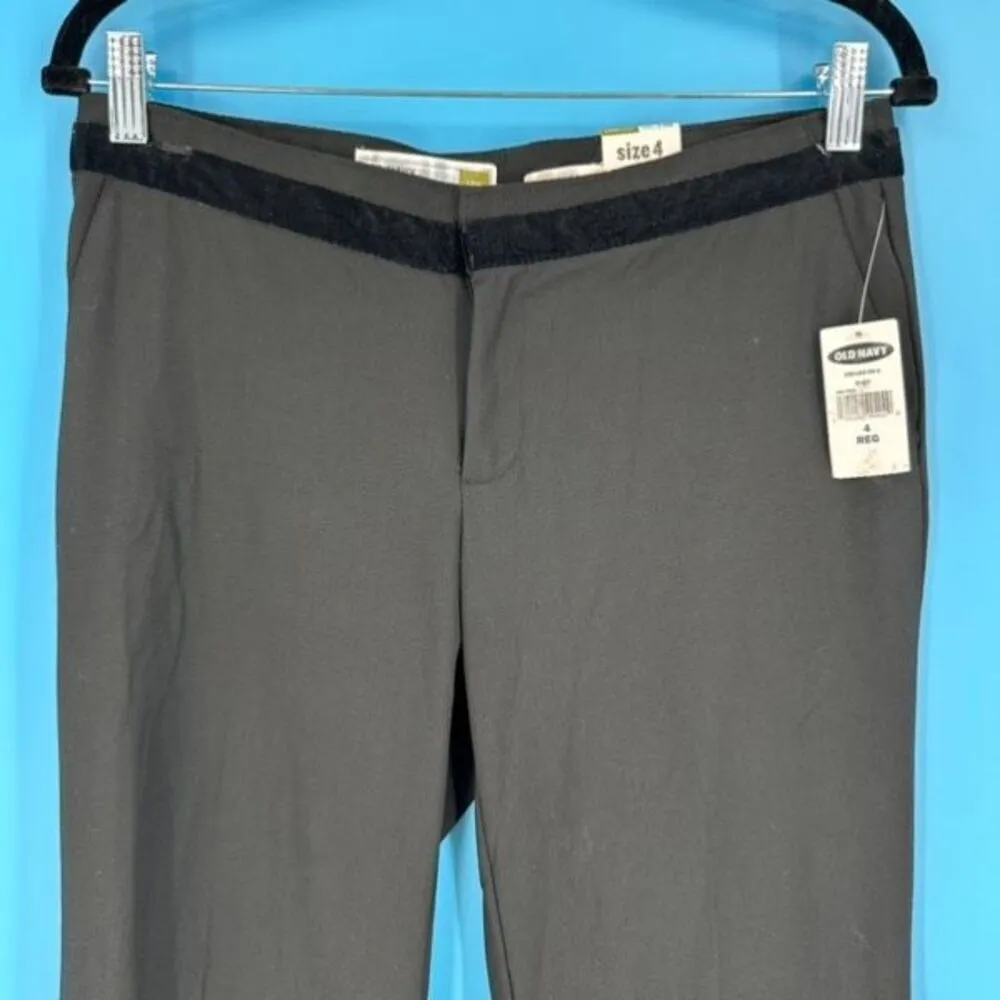 NWT Y2K Old Navy Womens Flat Front Low Rise Dress Pants Black Size 4‎ Velvet - Image 4
