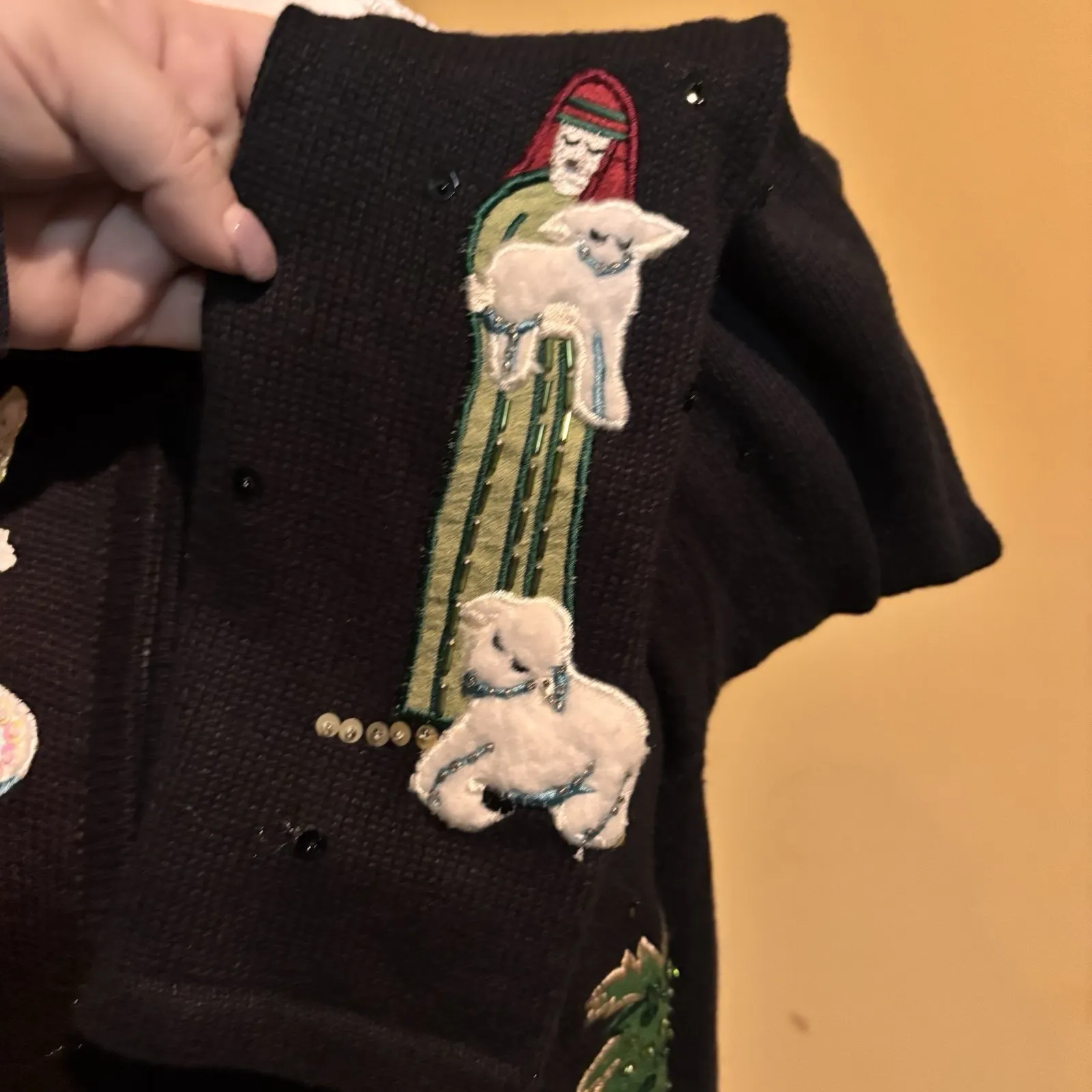 Tiara International Christmas Nativity Sweater Beaded Embroidered Size Small - Image 7