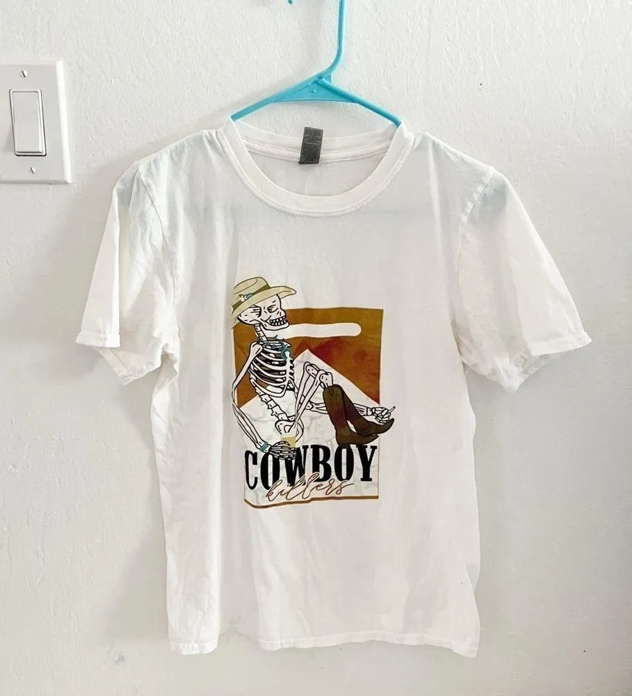 Marlboro Cowboy Killer Skeleton White T Shirt Size Small - Image 6