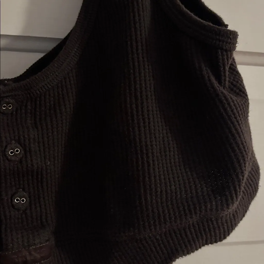 Skims Dark Brown Waffle Crop Top/Bralette - Image 2