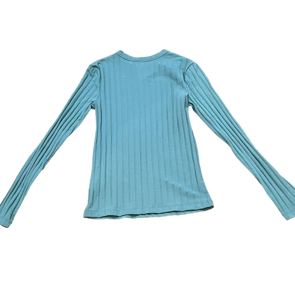 A NEW DAY long sleeve blue ribbed top shirt XS extra small new with tags - Image 2