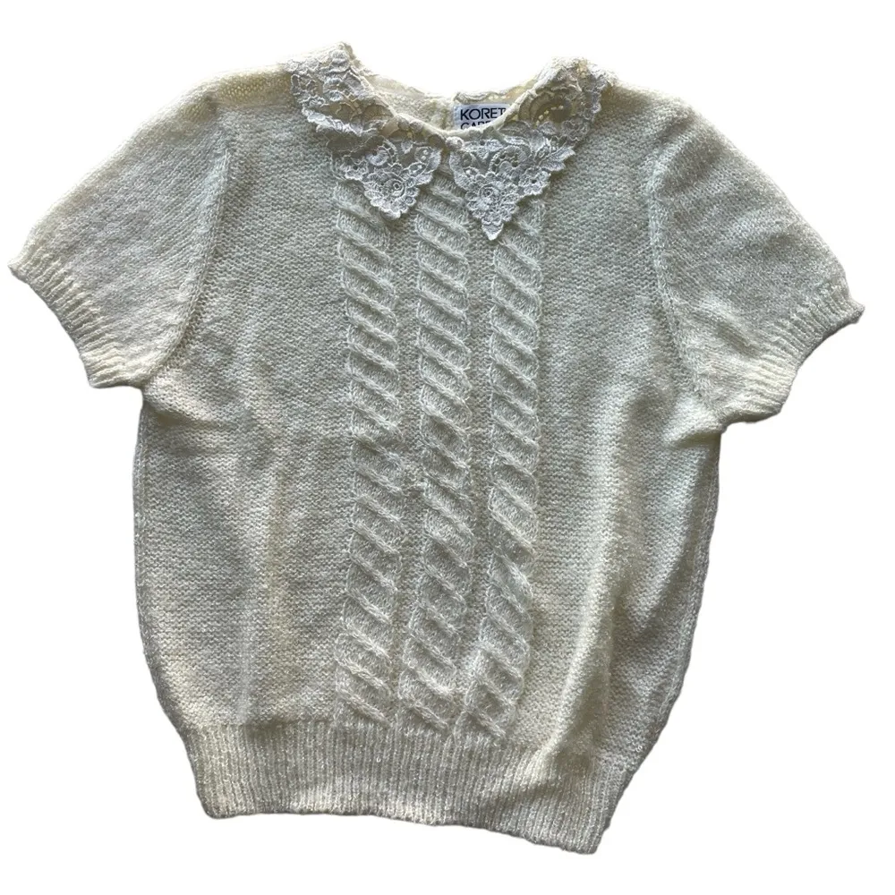 Koret Career Pullover Sweater Lace Collar Ivory Cream Size Large Vintage NWT - Image 7