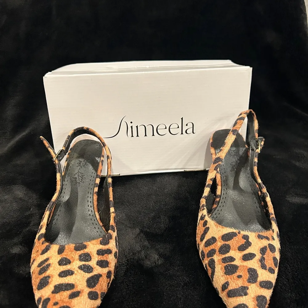 Leopard Print Slingback Heels Brown Size 9.5 - Image 4