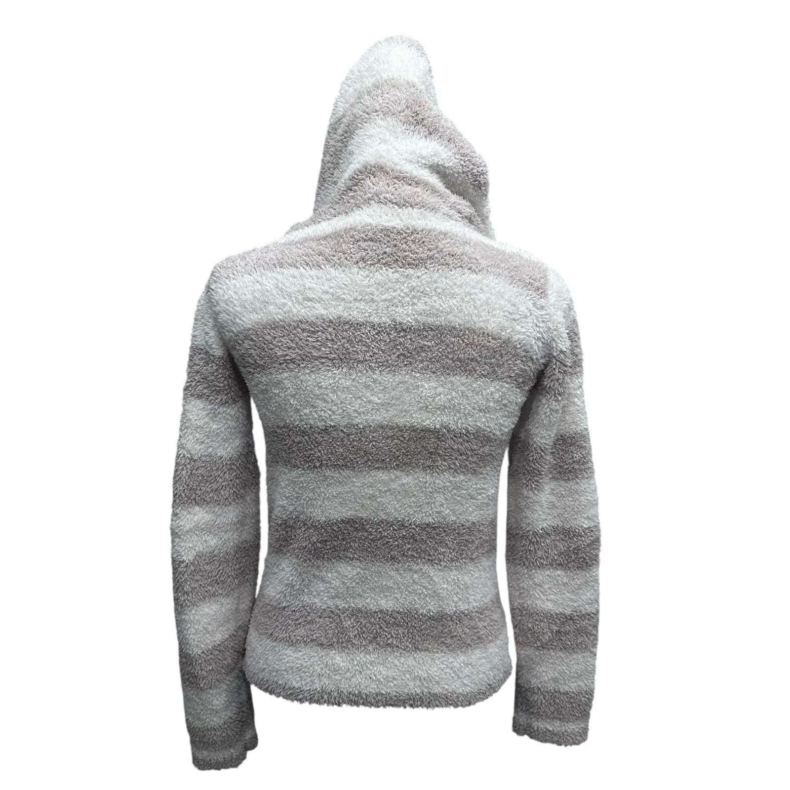 Barefoot Dreams By Rivka Full Zip Up Hoodie Beige Ivory Striped Size Small Soft - Image 5