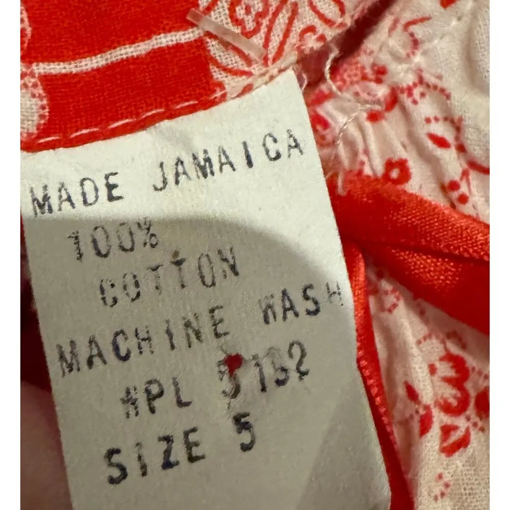 Vintage Ruffled Prairie Apron style red white floral patchwork dress size XS - Image 11