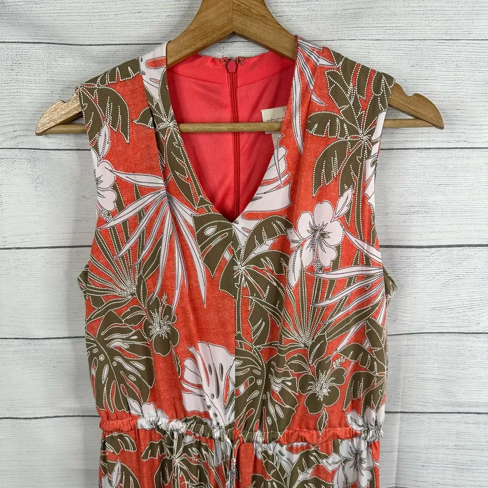 Chicos Womens size 0 US 4 Small Hawaiian Floral Print Wide Leg Jumpsuit Stretch - Image 3