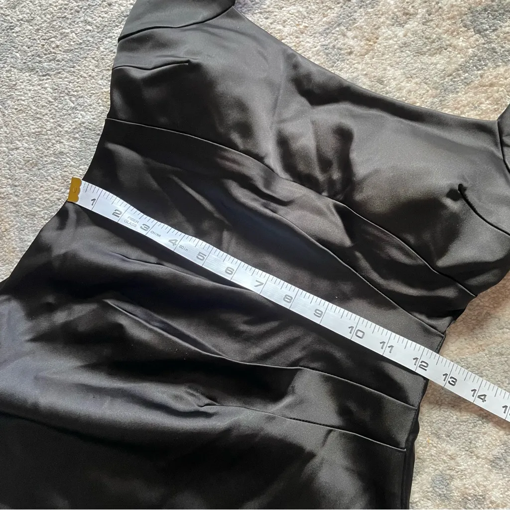 Cache Y2K Vintage Black Stretch Satin Bodycon Halter Mini Cocktail Dress Size 6 - Image 7