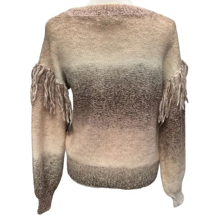 Frye Womens Size‎ Small Pampas Grass Combo Fringe Pullover Sweater Western New! - Image 5