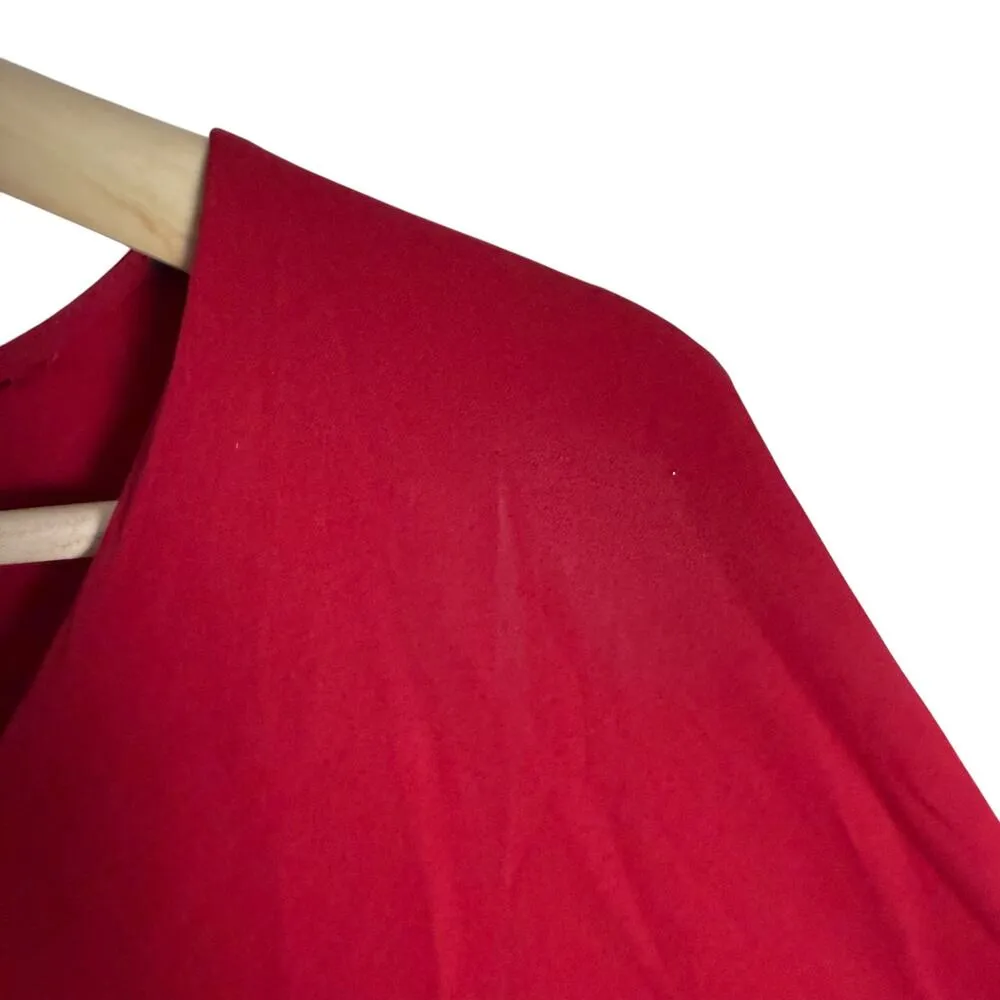 Diane von Furstenberg Vintage Red Button Up 3/4 Sleeve V-Neck Silk Dress Size 4 - Image 10
