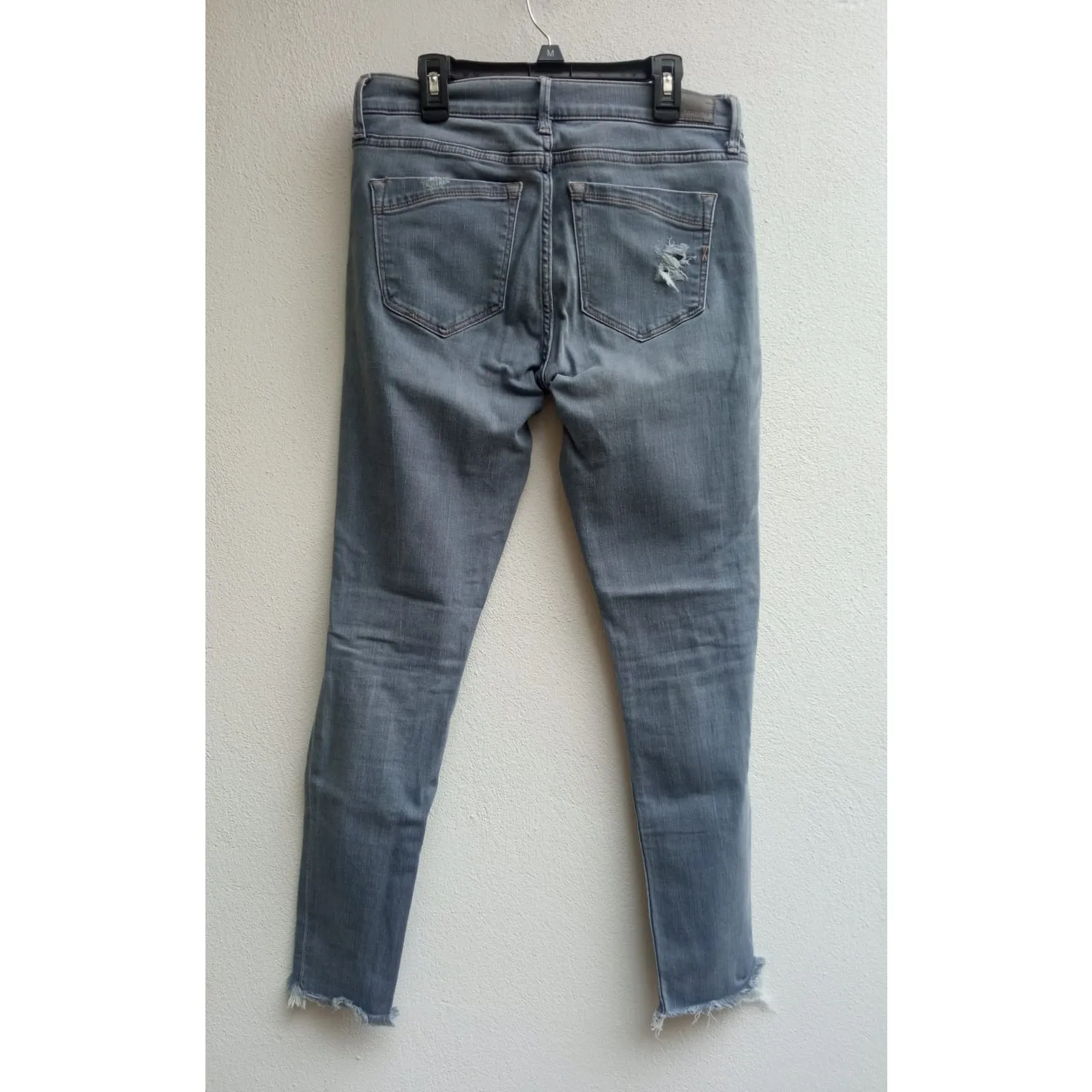 Express Jeans Womens Gray Denim Mid Rise Ankle Legging Distressed Raw Hem Sz 6 - Image 4