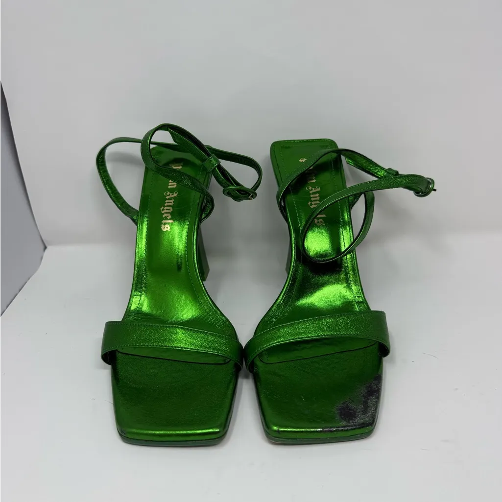 Palm Angels Palm Metallic Tree Heeled Sandals Size US 9 - Image 10