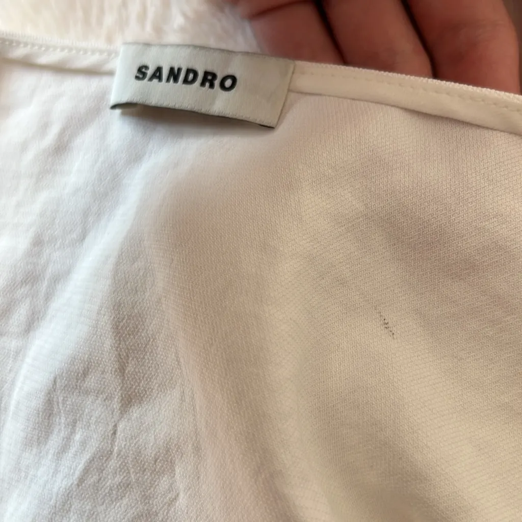 Sandro Albi V Neck White Dress NEW - Image 5