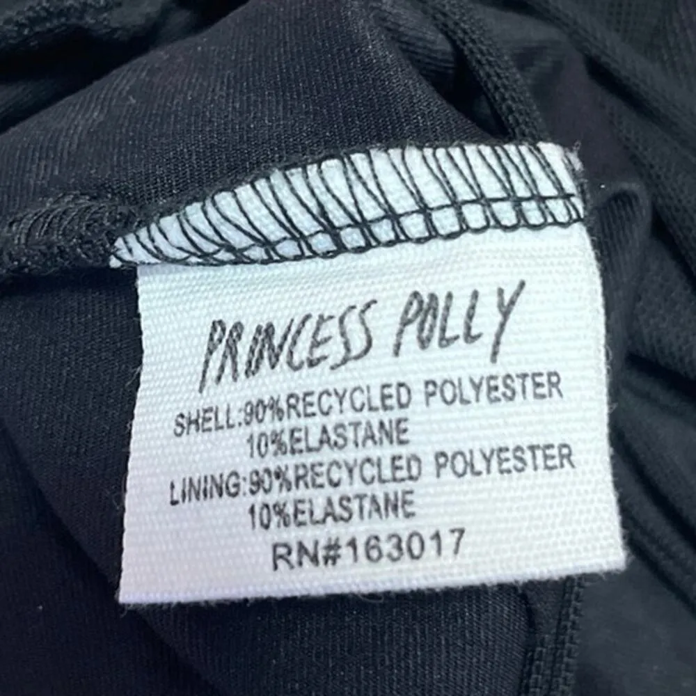 Princess Polly Dobelle Black Mesh Cutout Slim Fit Lace Up Crop Top Blouse Size 2 - Image 3