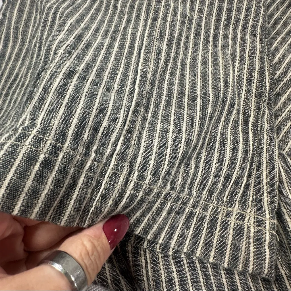 Sundance Linen Blend Pants Womens 2 Beige Black Striped Wide Leg Trousers - Image 6