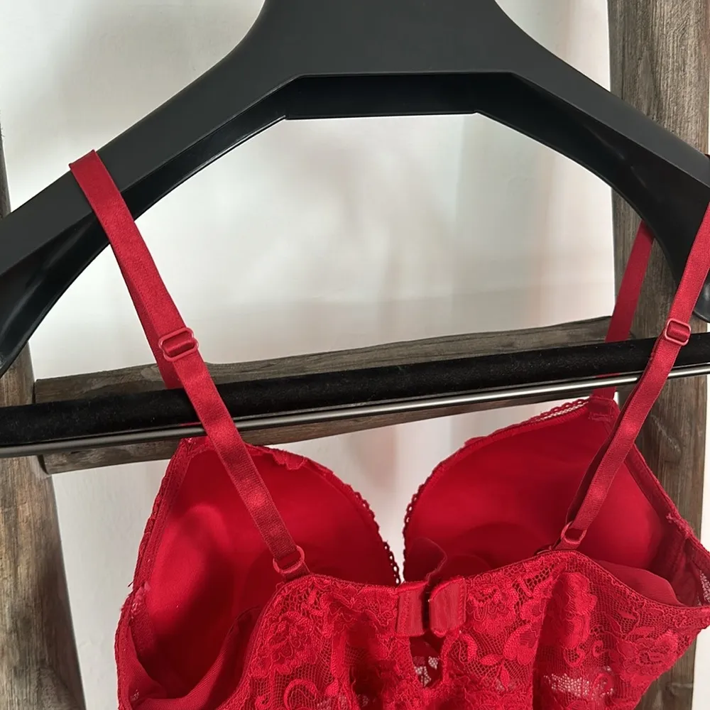 H&M Red Babydoll Intimate Sleepwear Extra Push Up Bra / Size 6 - Image 8