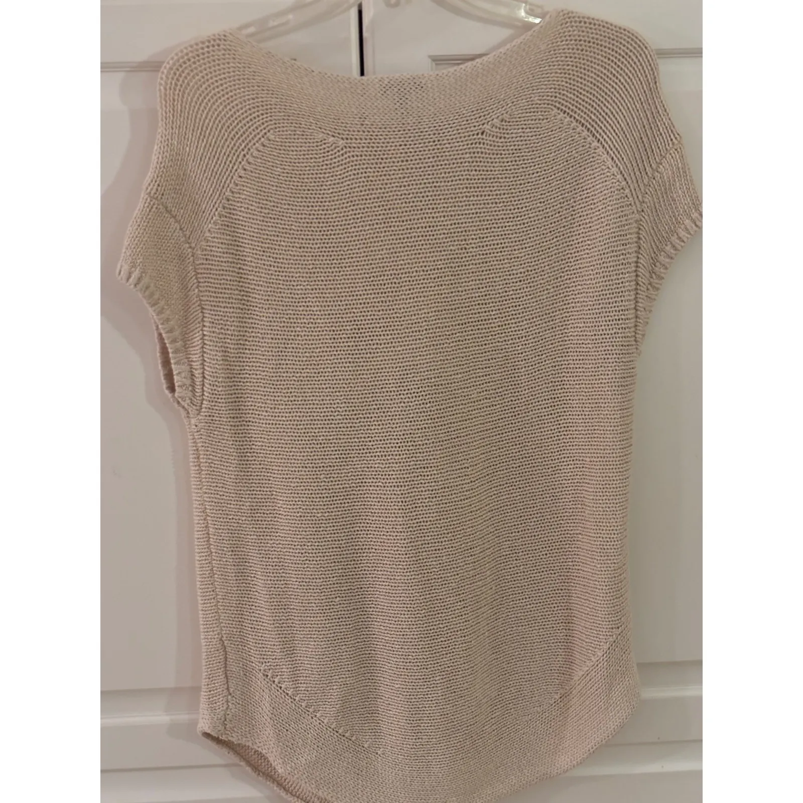 Talbots Womens Knit Linen Boat Neck Cap Sleeve Sweater Top Beige Size M - Image 5