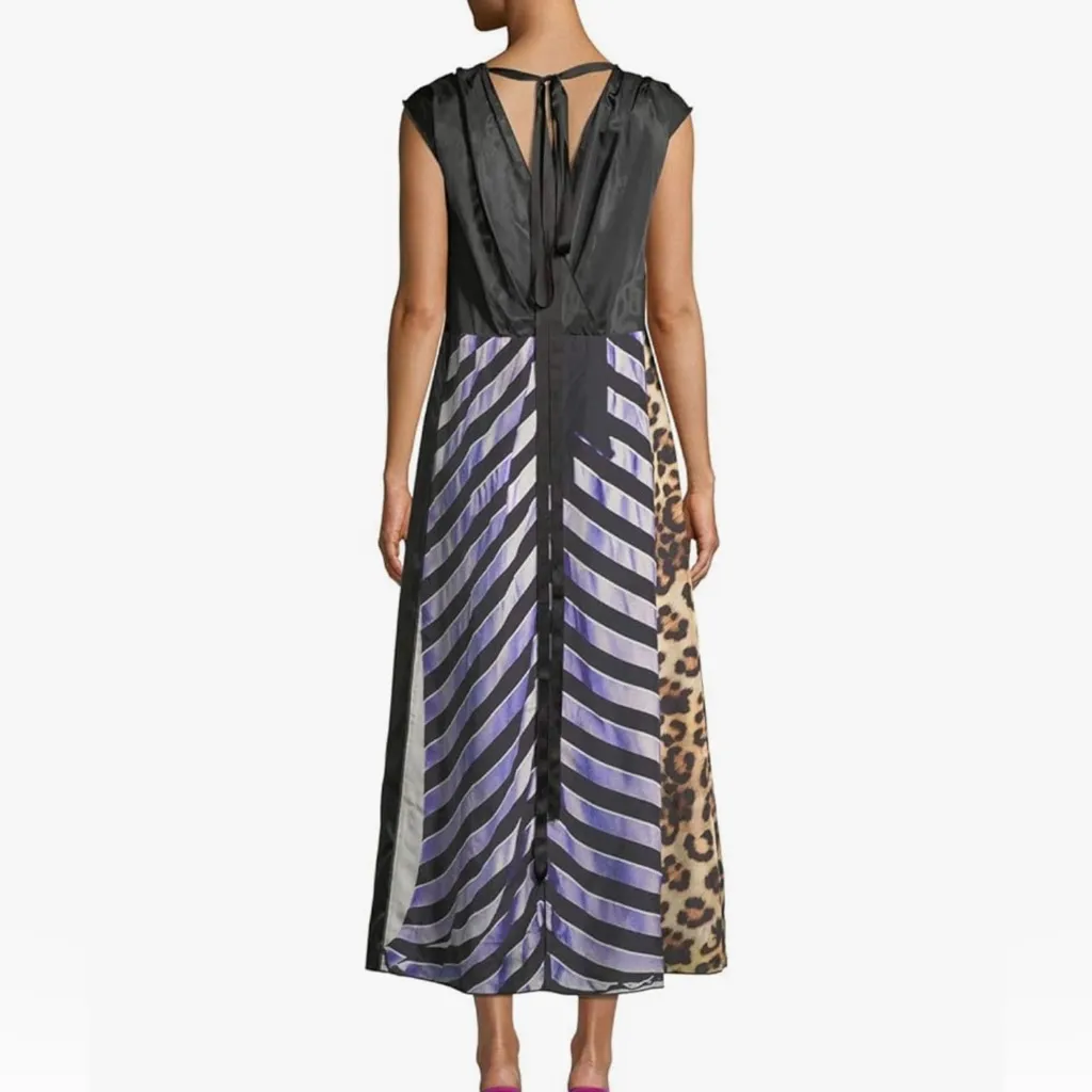 MARC JACOBS Long Sleeveless V-Neck Mixed Print Dress - Image 2