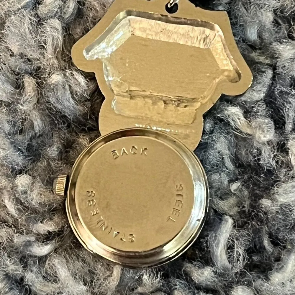 Cute Silver Puppy Clock Keychain 3” As is kawaii White - Image 4