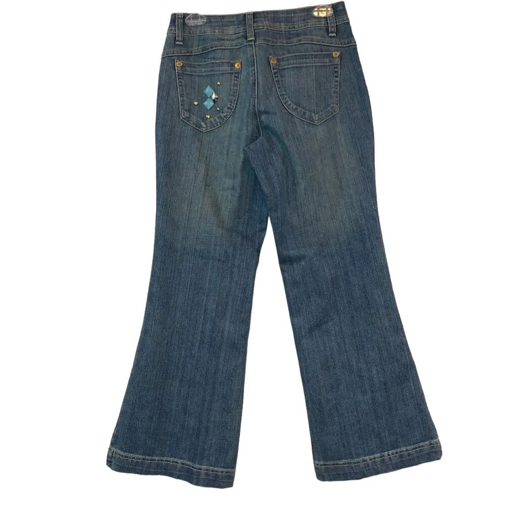 Vintage Blue Identity Wide Leg Embellished Jeans - Image 3