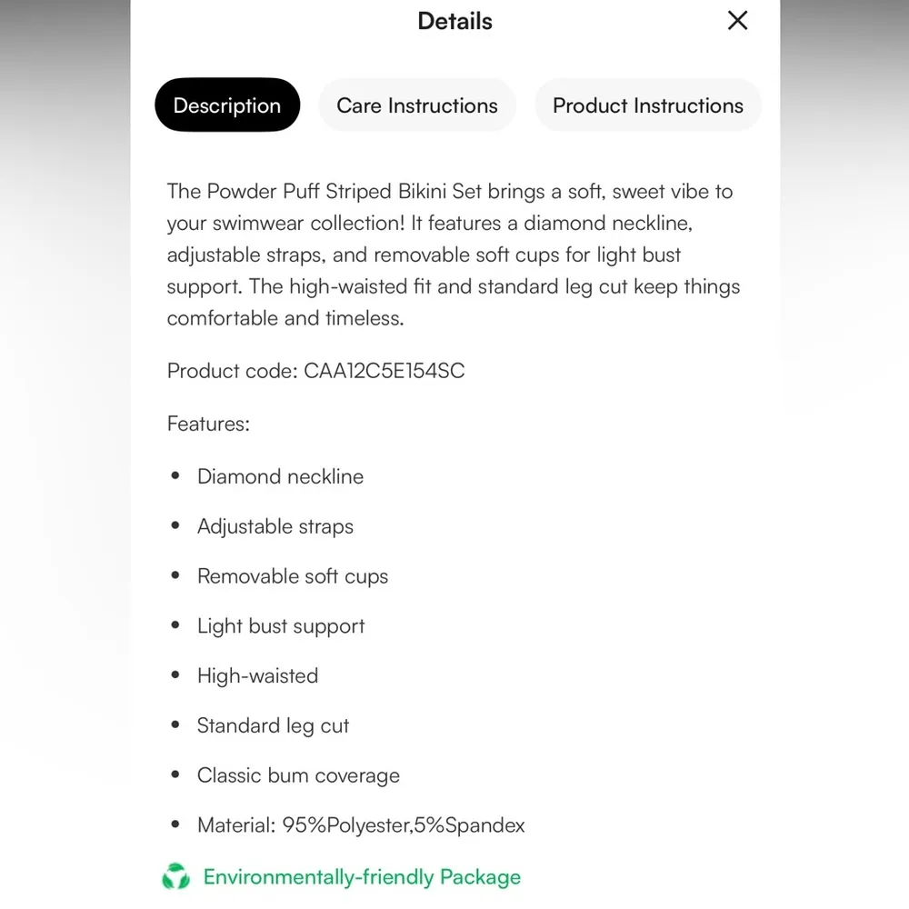 NWT Cupshe Powder Puff Striped Bikini Set Small - Image 4