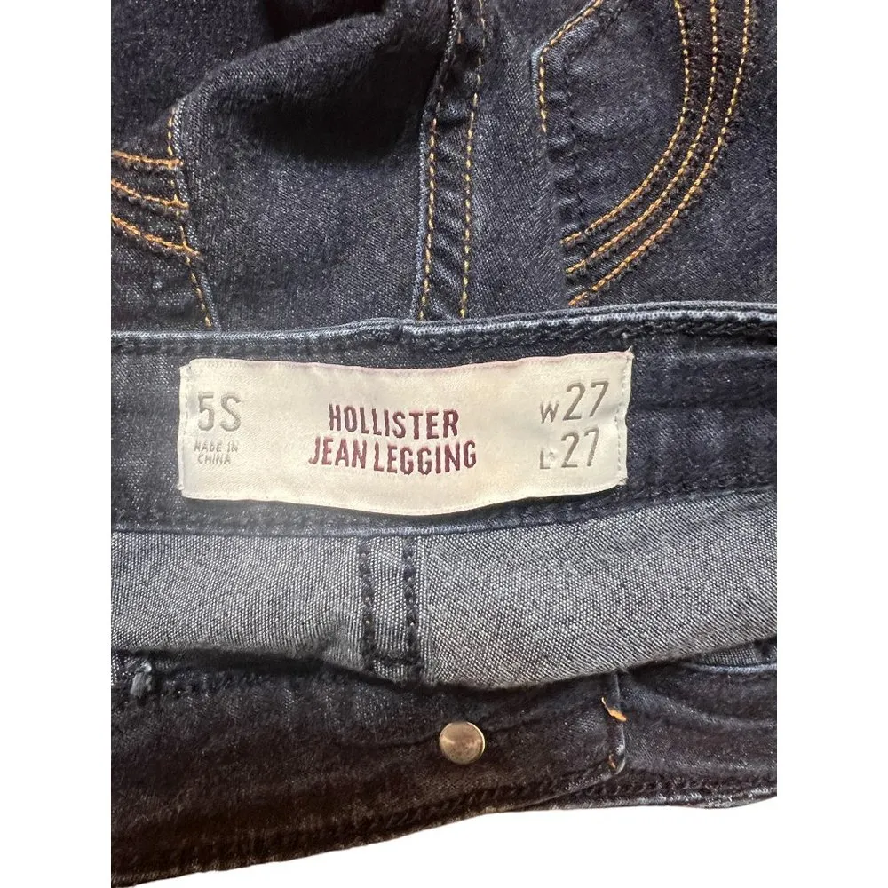 Hollister Jegging Jeans Dark Wash Embroidered Back Pockets Sz 5 S 27 x 27 - Image 3