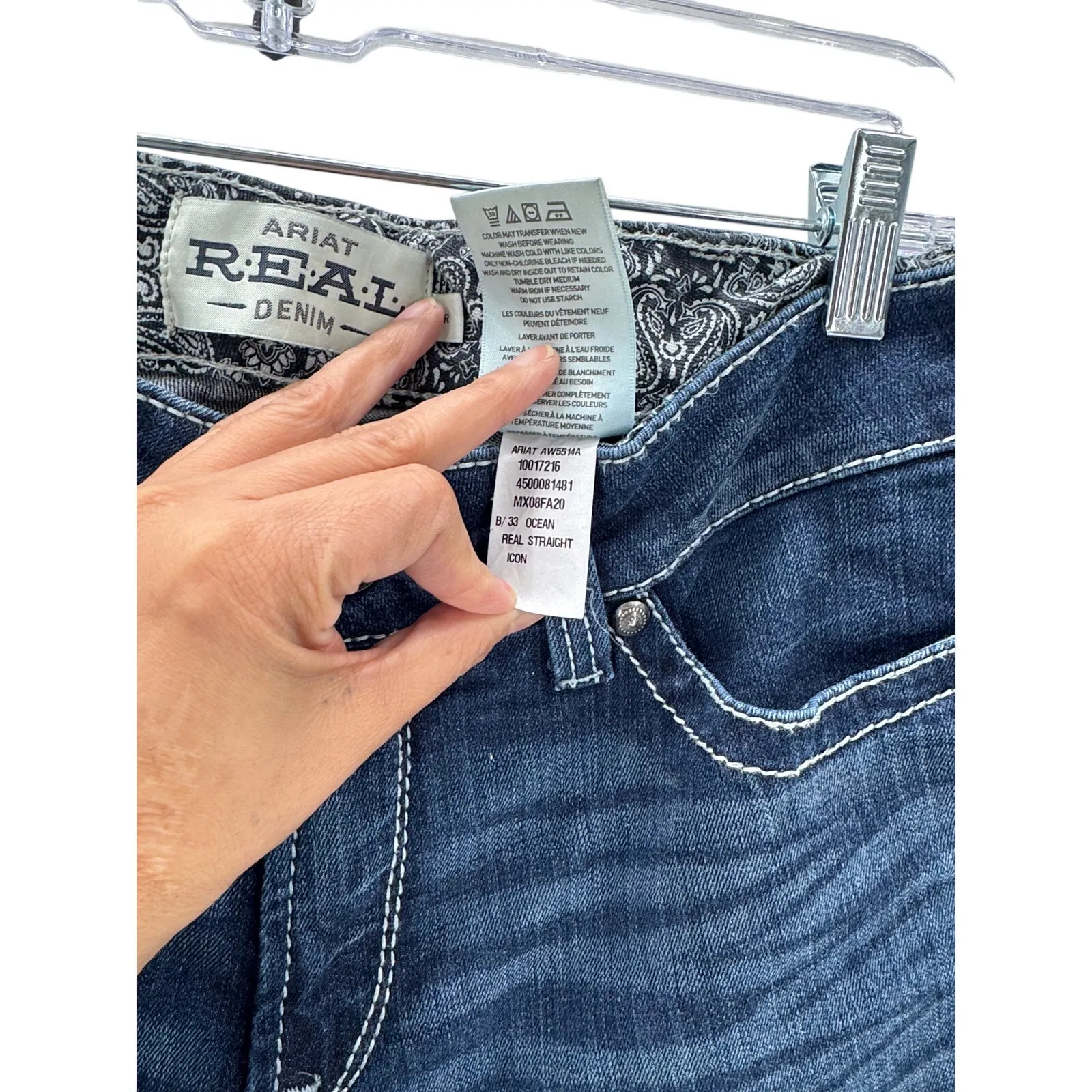 Ariat Real straight icon dark wash size 31 western casual everyday rodeo ranch - Image 6