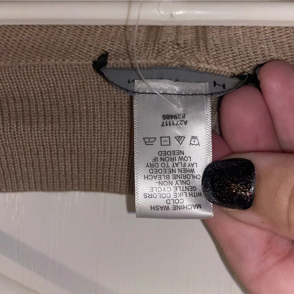 H By Halston Tan Neutral Cowl Neck Sweater Poncho Size L/XL NWT - Image 4