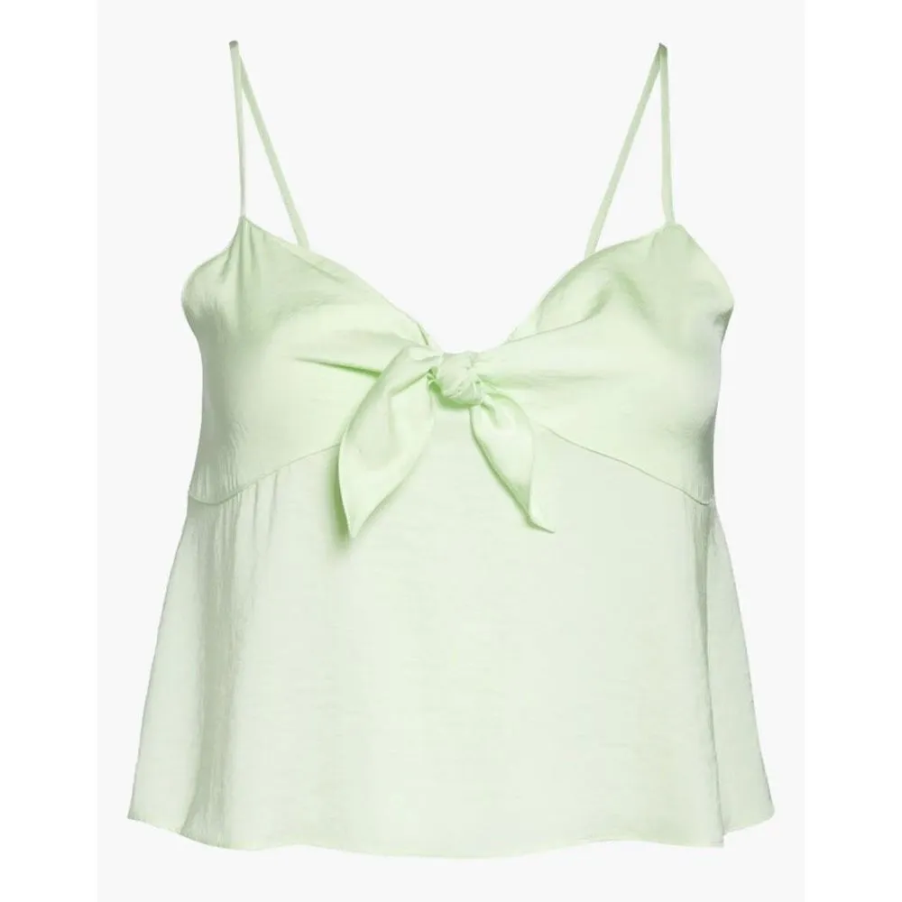 BP Lime Green Bow Detail Knot Tank Top Satin Cami Adjustable Straps Size M - Image 2