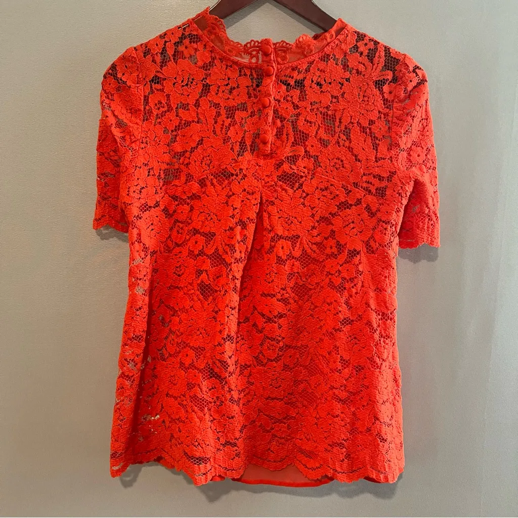 HD in Paris Vibrant Orange Lace Blouse - Image 3