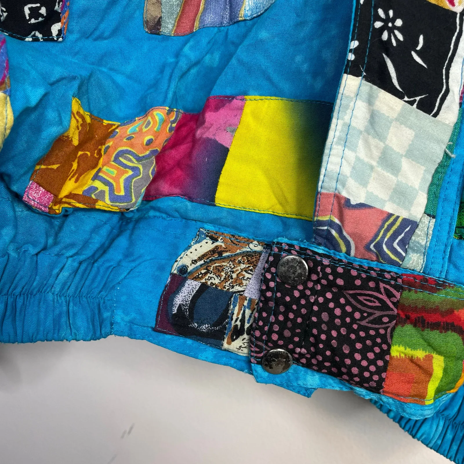 Nativewear Designs Vintage Patchwork Quilt Slouchy Bomber Jacket womens XL Blue - Image 6