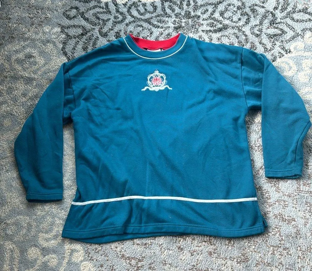 Vintage Jaclyn Smith Sport Sweatshirt & Sweatpants Set Turquoise Large - Image 2