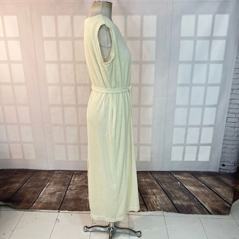 Joseph Ribkoff cream knit tie waist midi dress size 14 - Image 4