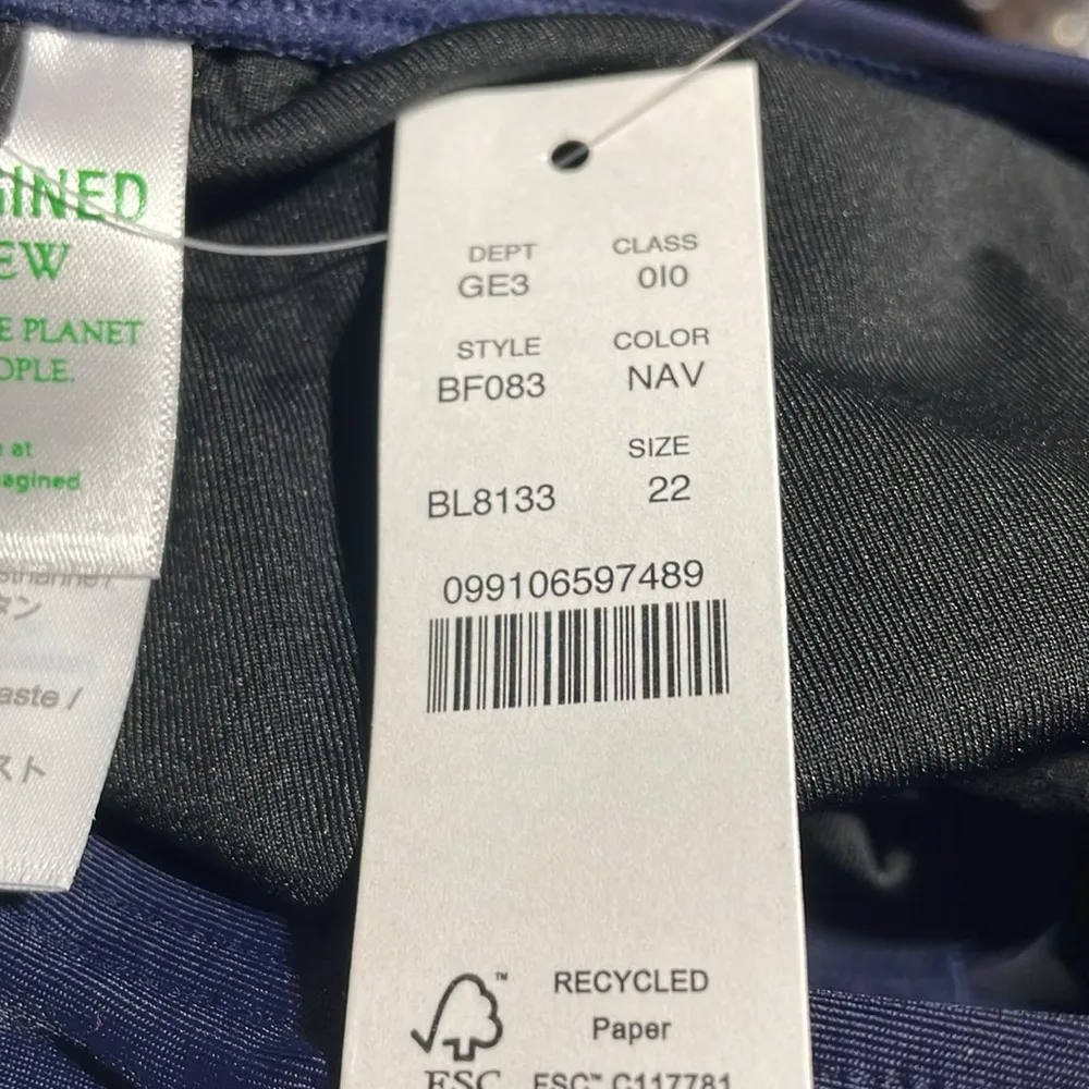 J Crew Active Swimsuit One Piece Racerback Navy w/ Blue/White Colorblock 22 NWT - Image 6