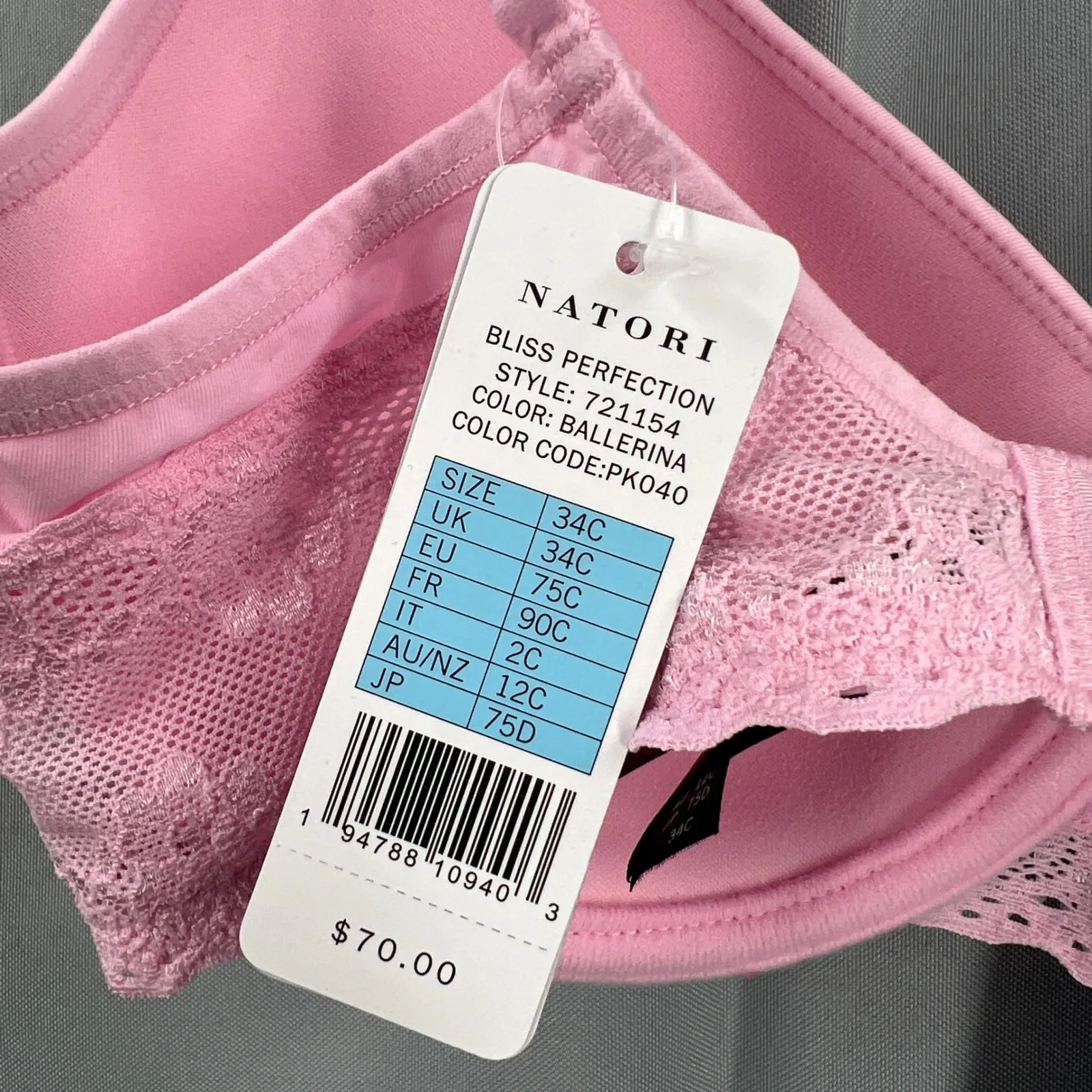 Natori Bliss Perfection Balerina Pink Lace Underwire Bra 34C Style 721154 New - Image 4